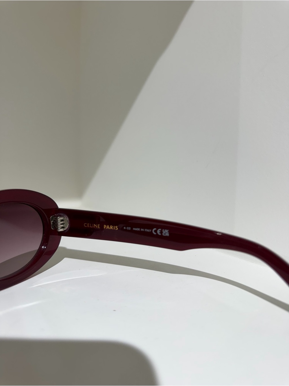 Celine Triomphe Oval Sunglasses in Milky Burgundy - Picture 4 of 4